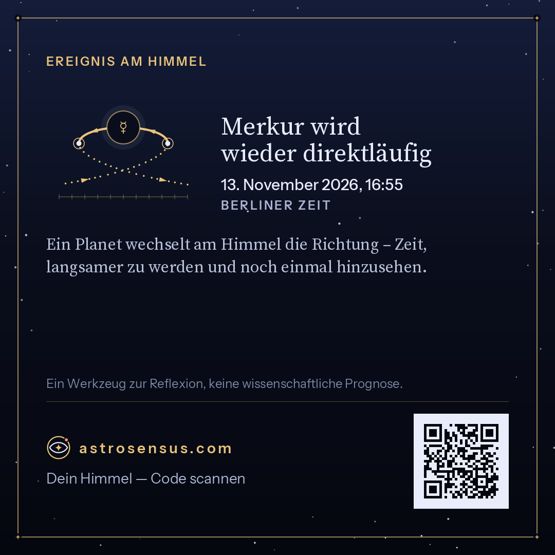 Grafik des Ereignisses „Merkur wird wieder direktläufig“