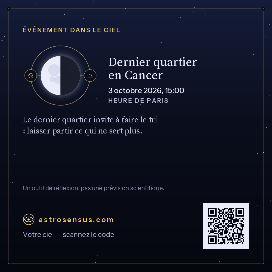 Image de l’événement « Dernier quartier en Cancer »
