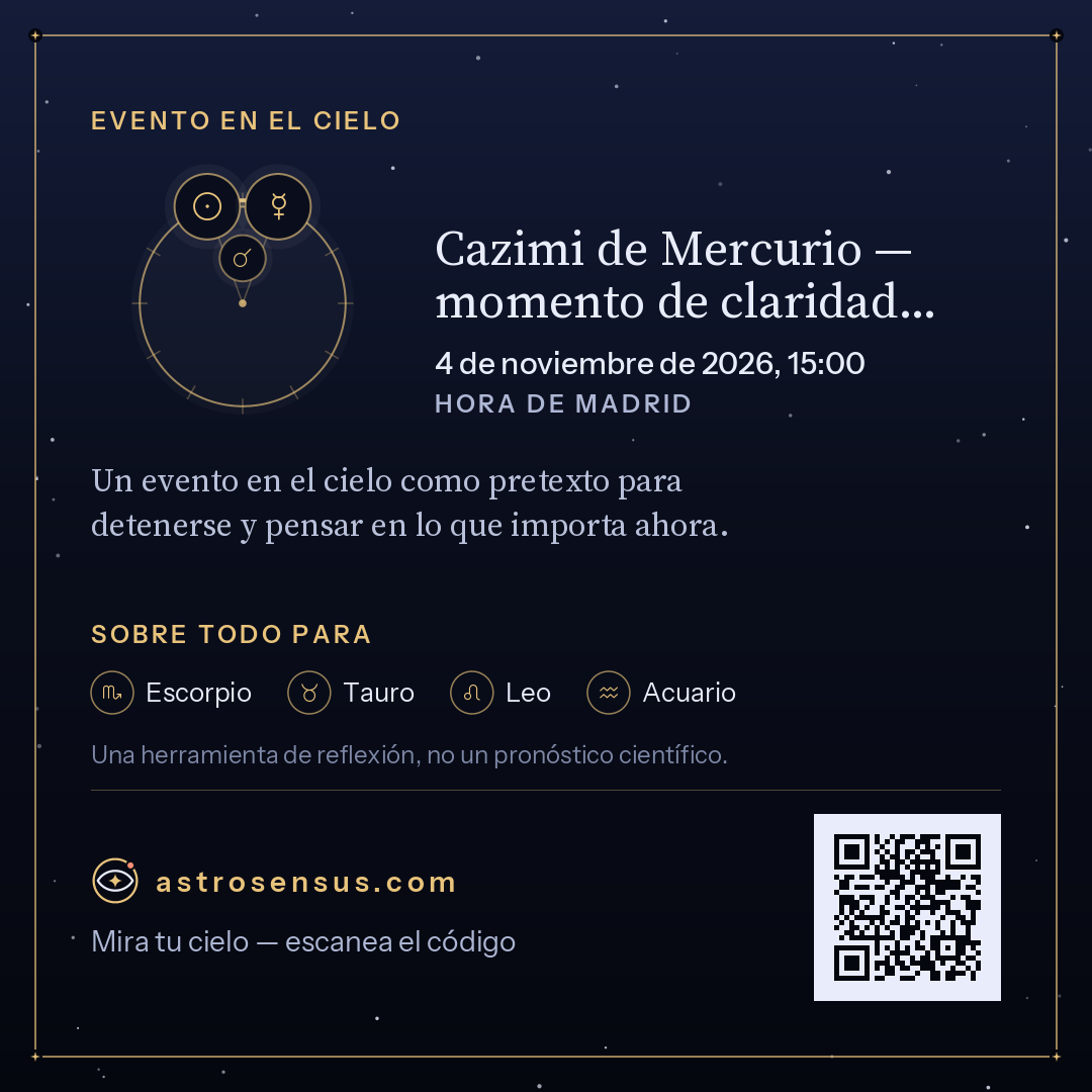 Imagen del evento «Cazimi de Mercurio — momento de claridad excepcional»