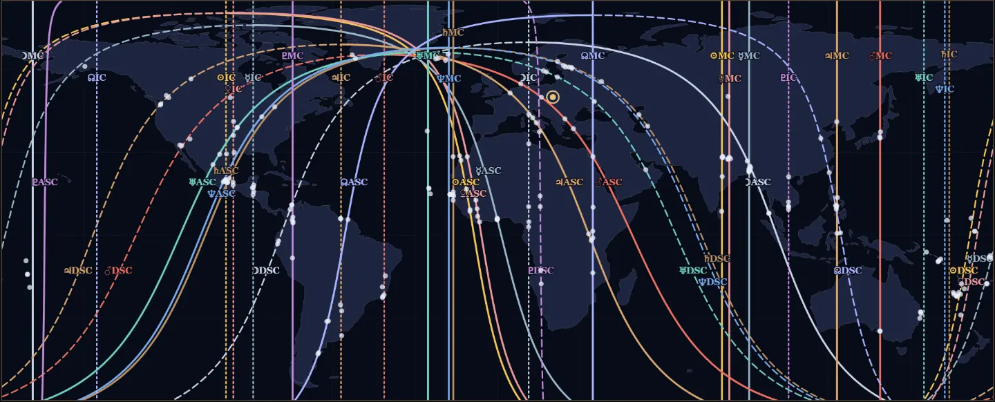 Astrocartografia: dove sulla Terra ogni pianeta era su un asse alla nascita