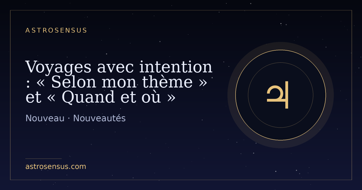 Couverture de l’entrée : Voyages avec intention : « Selon mon thème » et « Quand et où »