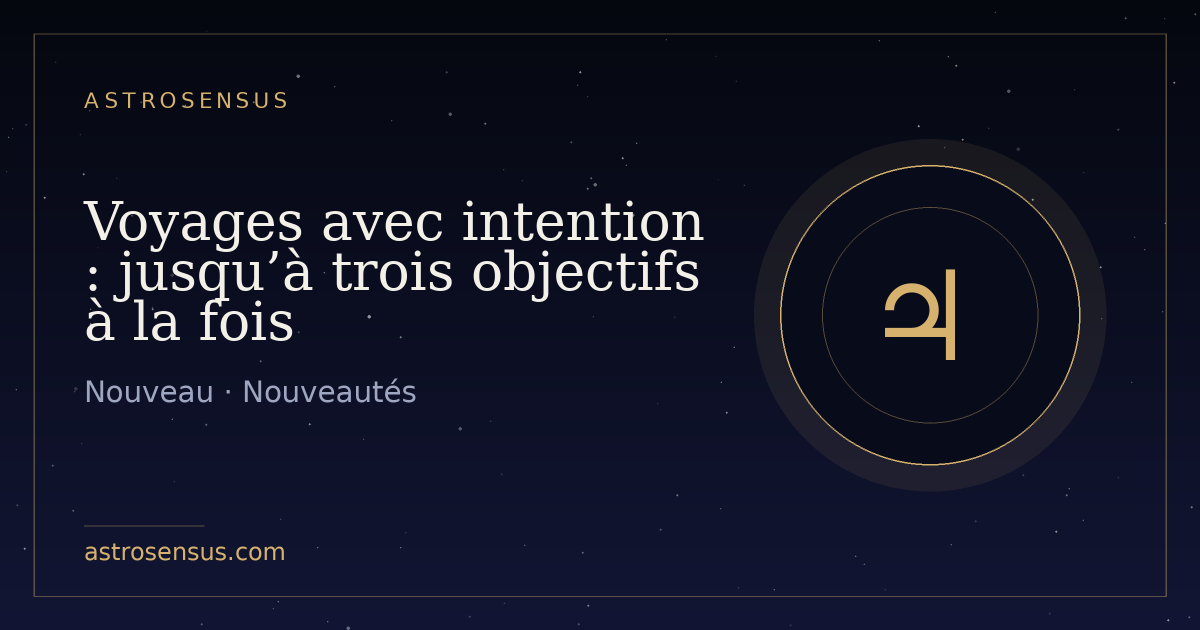 Couverture de l’entrée : Voyages avec intention : jusqu’à trois objectifs à la fois
