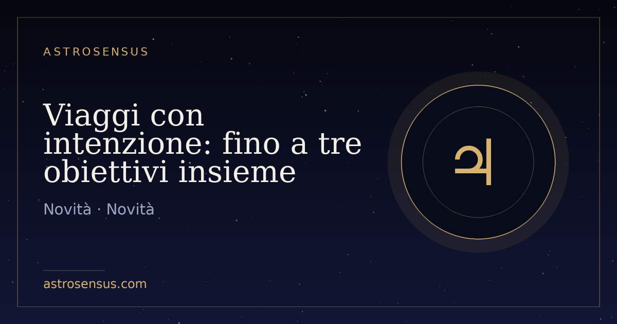 Copertina della voce: Viaggi con intenzione: fino a tre obiettivi insieme