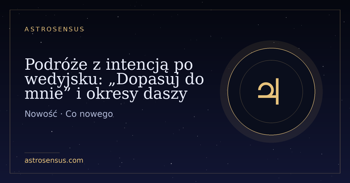 Okładka wpisu: Podróże z intencją po wedyjsku: „Dopasuj do mnie” i okresy daszy