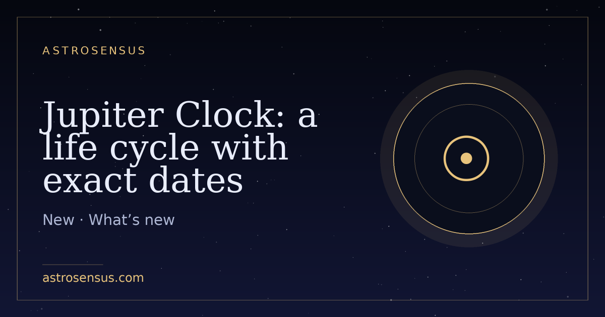Cover of the entry: Jupiter Clock: a life cycle with exact dates
