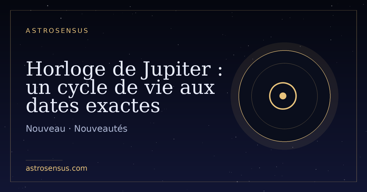 Couverture de l’entrée : Horloge de Jupiter : un cycle de vie aux dates exactes