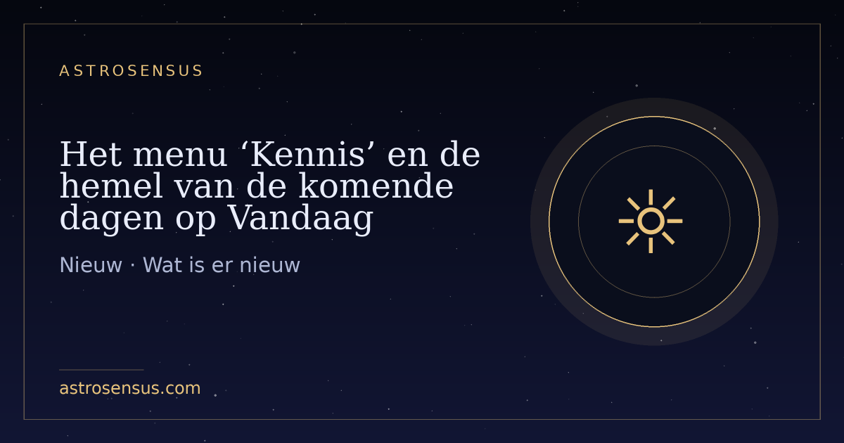Omslag van het bericht: Het menu ‘Kennis’ en de hemel van de komende dagen op Vandaag
