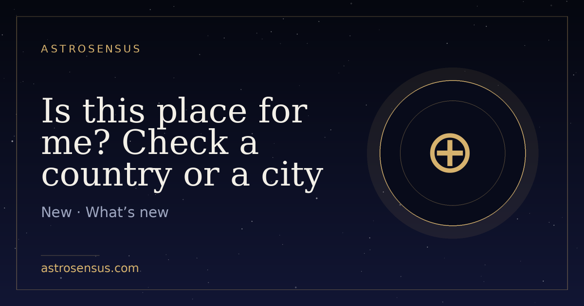 Cover of the entry: Is this place for me? Check a country or a city