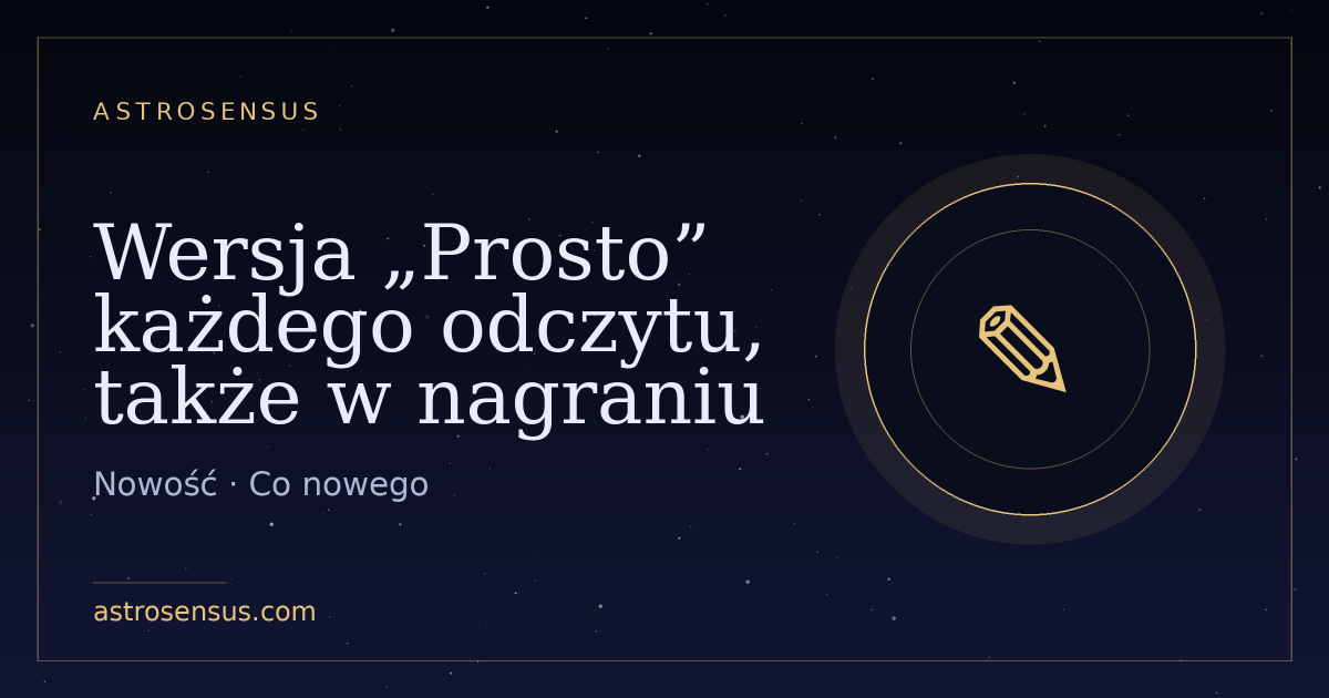 Okładka wpisu: Wersja „Prosto” każdego odczytu, także w nagraniu