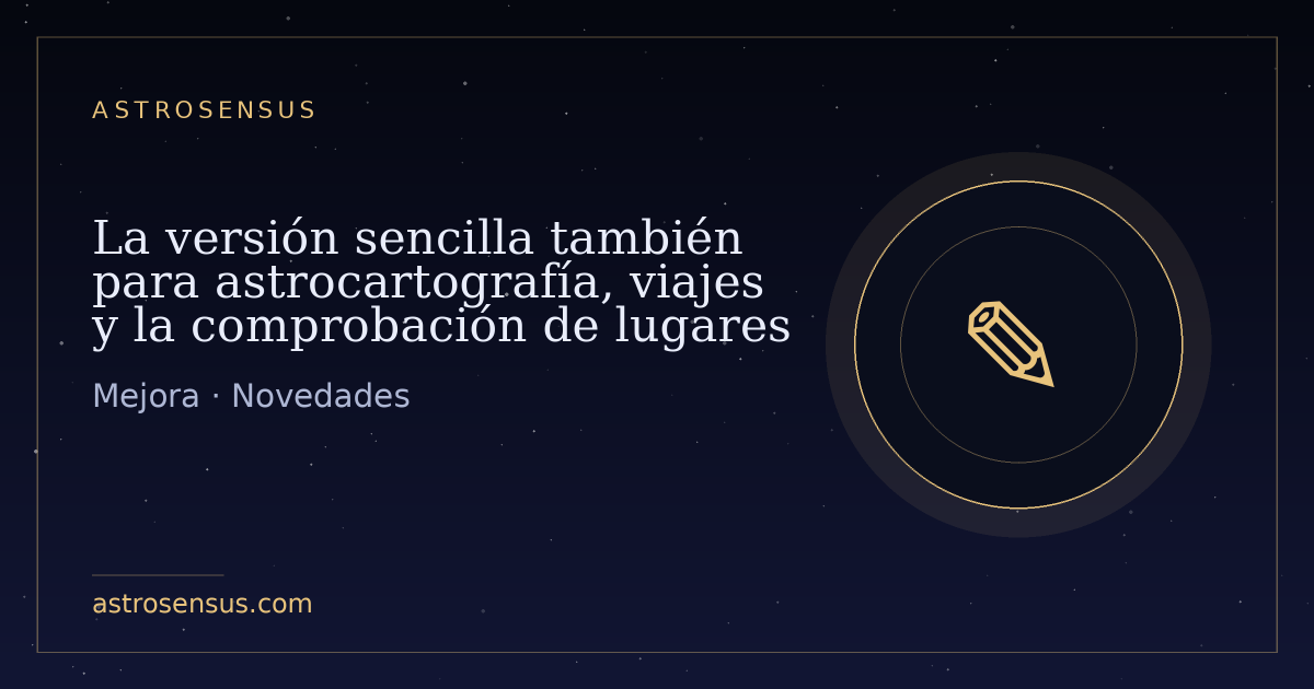 Portada de la entrada: La versión sencilla también para astrocartografía, viajes y la comprobación de lugares