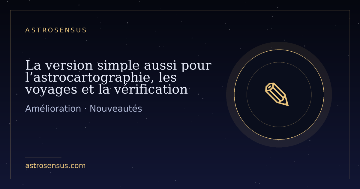 Couverture de l’entrée : La version simple aussi pour l’astrocartographie, les voyages et la vérification d’un lieu