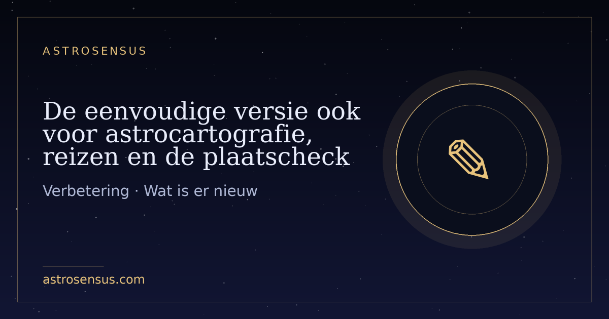 Omslag van het bericht: De eenvoudige versie ook voor astrocartografie, reizen en de plaatscheck