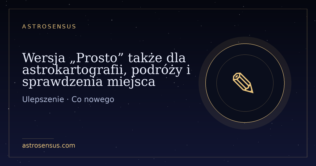 Okładka wpisu: Wersja „Prosto” także dla astrokartografii, podróży i sprawdzenia miejsca