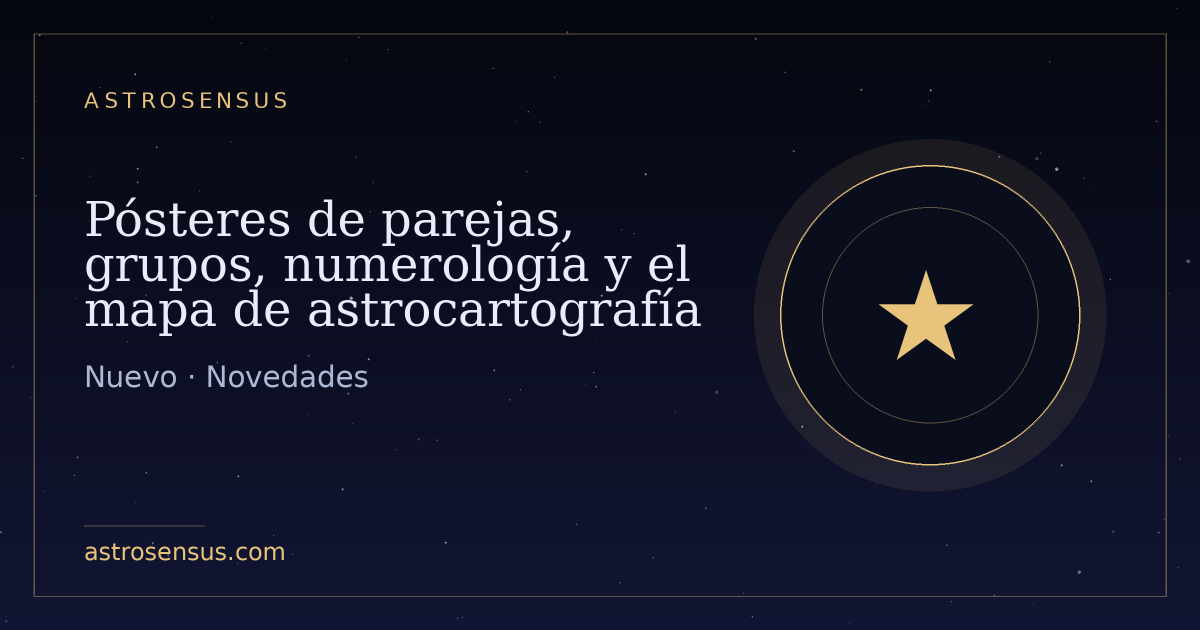 Portada de la entrada: Pósteres de parejas, grupos, numerología y el mapa de astrocartografía