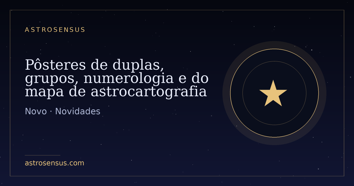 Capa da publicação: Pôsteres de duplas, grupos, numerologia e do mapa de astrocartografia