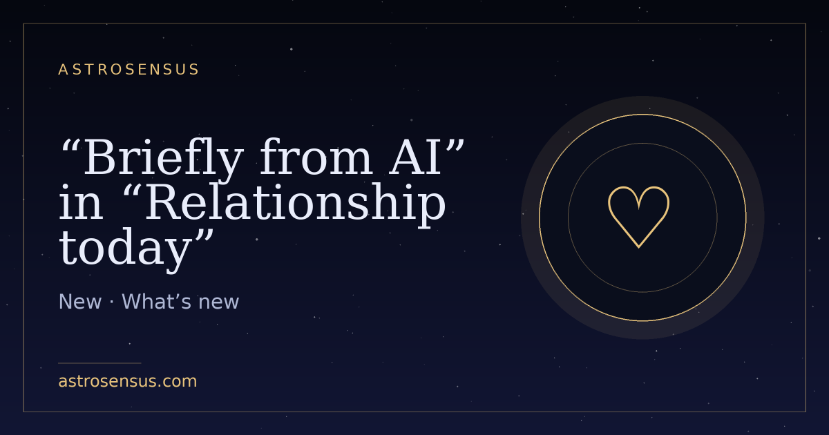 Cover of the entry: “Briefly from AI” in “Relationship today”