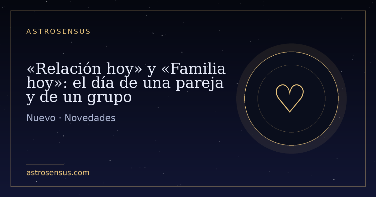 Portada de la entrada: «Relación hoy» y «Familia hoy»: el día de una pareja y de un grupo