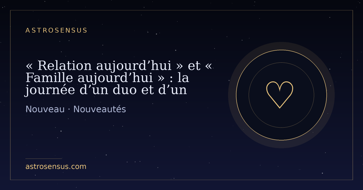 Couverture de l’entrée : « Relation aujourd’hui » et « Famille aujourd’hui » : la journée d’un duo et d’un groupe