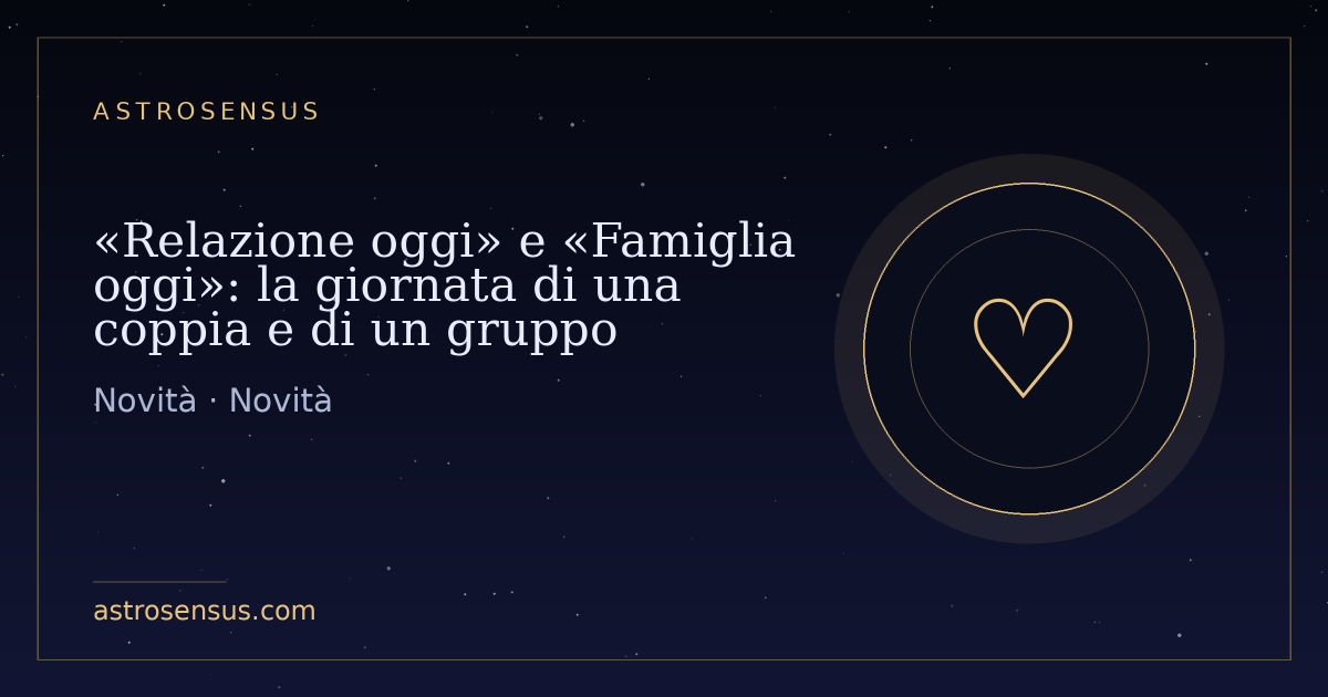 Copertina della voce: «Relazione oggi» e «Famiglia oggi»: la giornata di una coppia e di un gruppo